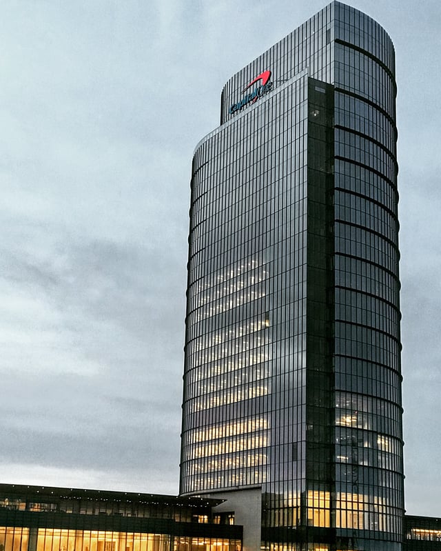 Capital One Tower in Tysons, the tallest building in the region and centerpiece of the 5,000,000 sq ft (464,500 m2) headquarter campus for Capital One.