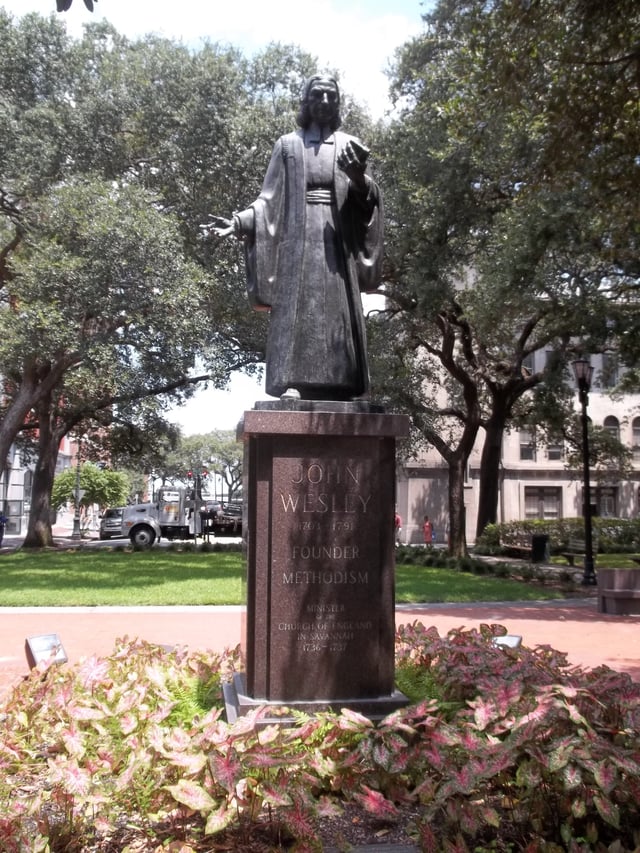 Statue of John Wesley in Savannah, Georgia, where he served as a missionary