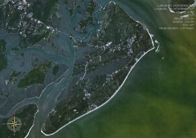 Satellite image of Hilton Head Island, accessed from NASA's World Wind project, January 31, 2007