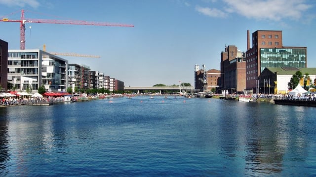 View of the redeveloped Duisburg Inner Harbour in 2010