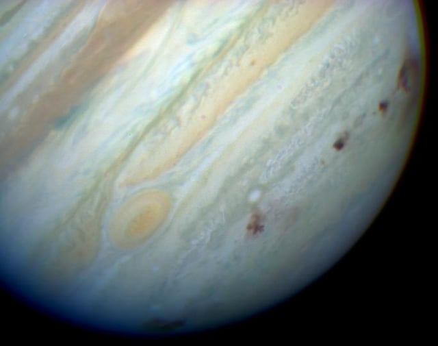 Brown spots mark impact sites on Jupiter's southern hemisphere