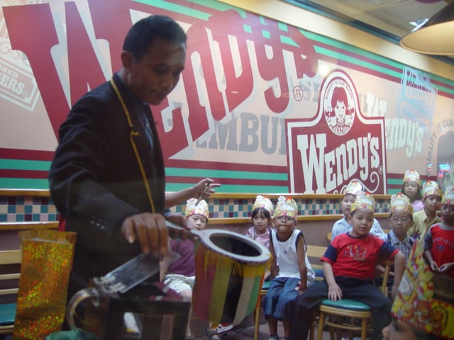 A Wendy's restaurant in Jakarta, Indonesia during a children's birthday party