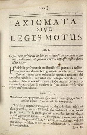 Newton's First and Second laws, in Latin, from the original 1687 Principia Mathematica