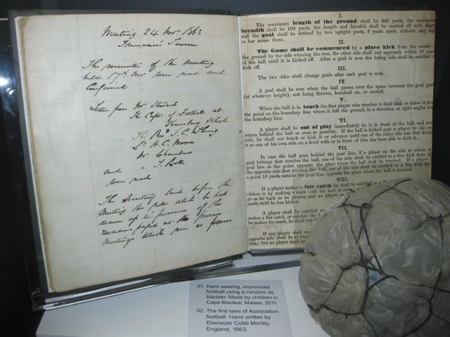 The original hand-written 'Laws of the Game' drafted for and on behalf of The Football Association by Ebenezer Cobb Morley in 1863
