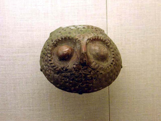 A Yangshao pot that resembles an owl face.