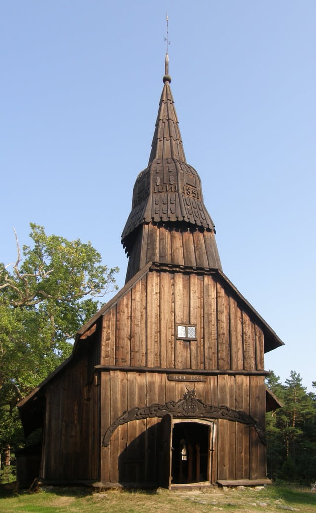 Ruhnu stave church, built in 1644, is the oldest surviving wooden building in Estonia