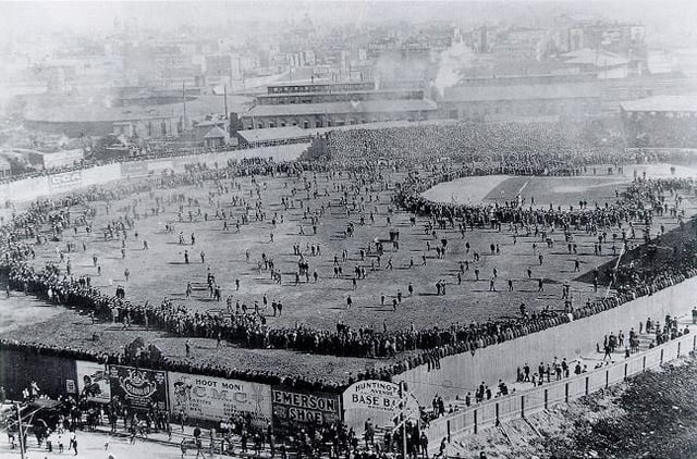 Iconic photo of the Huntington Avenue Grounds before the first modern World Series game