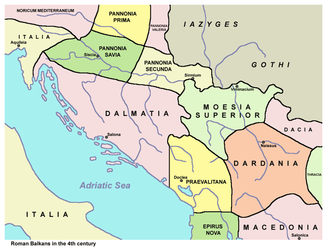 Dardania in the 4th century during the sovereignty of the Roman Empire.