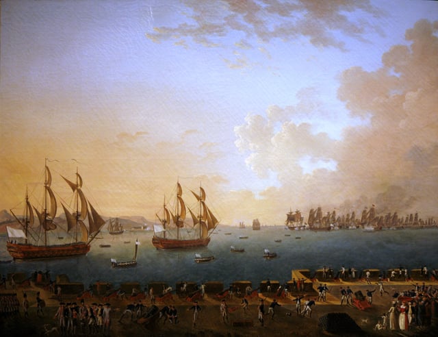 The Battle of Martinique between British and French fleets in 1779