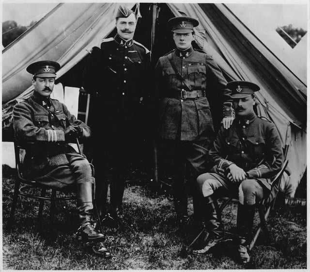 Churchill with his cousin Charles, brother John and Victor Churchill in 1914