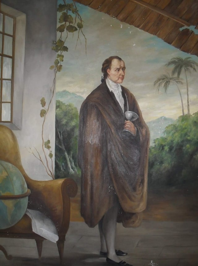 Lithograph of José Gaspar Rodríguez de Francia, a 19th-century ruler of Paraguay, with a mate and its bombilla