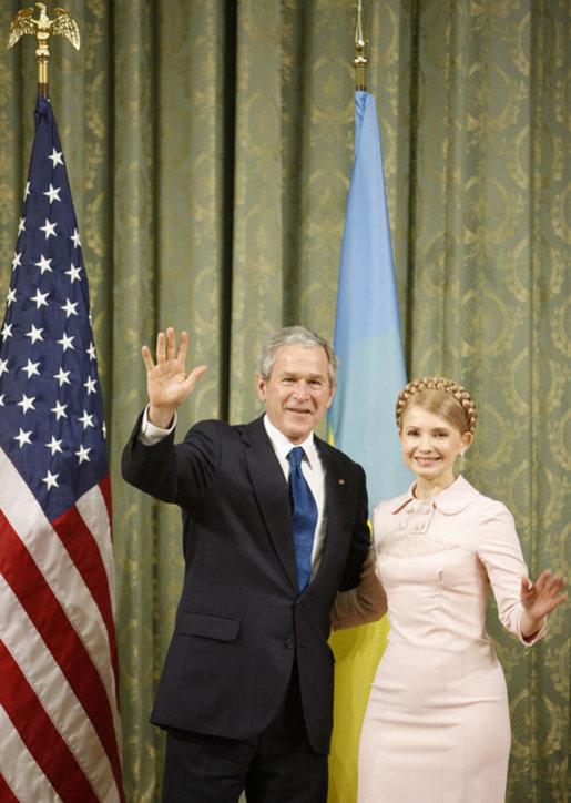 President Bush and Ukrainian Prime Minister Yulia Tymoshenko, April 1, 2008