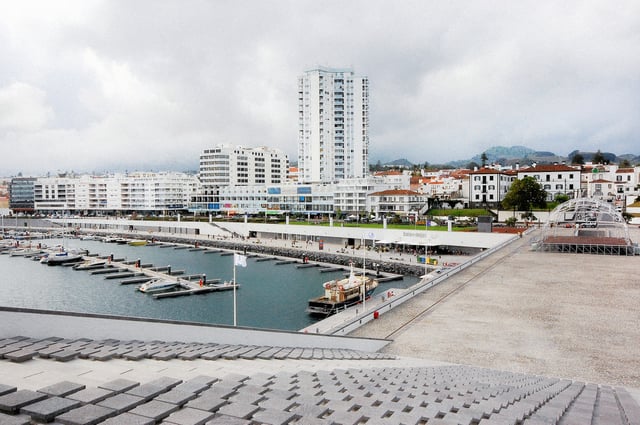 The center of Ponta Delgada, as seen from the marina complex, Portas do Mar