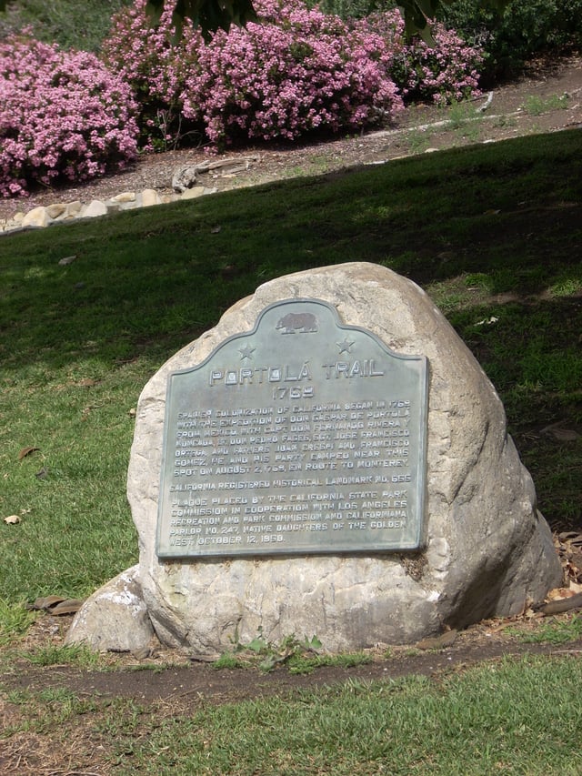 Portolá 1769 - Commemorative plaque situated in Elysian Park, Los Angeles