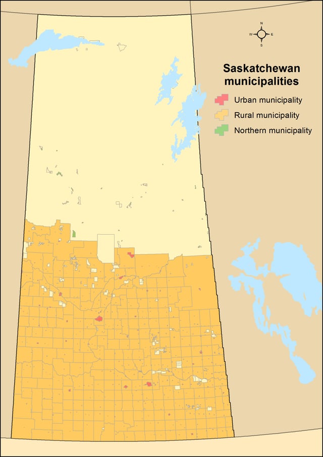 Distribution of municipalities in Saskatchewan