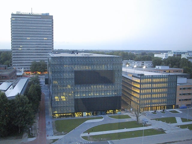 View on the Utrecht Science Park of Utrecht University. The building in the centre is the library
