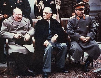 The "Big Three" of Europe at the Yalta Conference: Winston Churchill, Franklin D. Roosevelt and Joseph Stalin