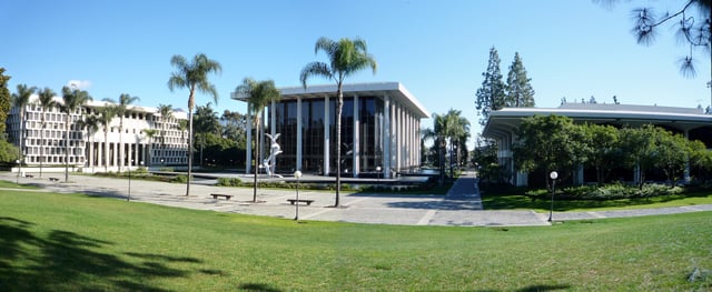 The Ambassador Auditorium, center, along with other former Ambassador College buildings, in December 2008