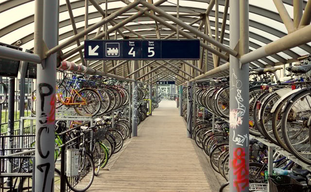 Bicycles are a popular means of transportation. Bike parking at the central station.
