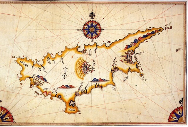 Historical map of Cyprus by Piri Reis