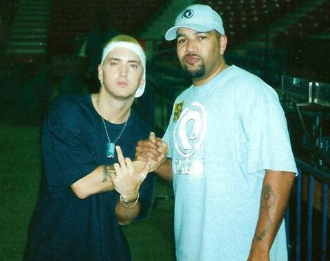 Eminem (left) at the ARCO Arena for the Up in Smoke Tour, June 2000