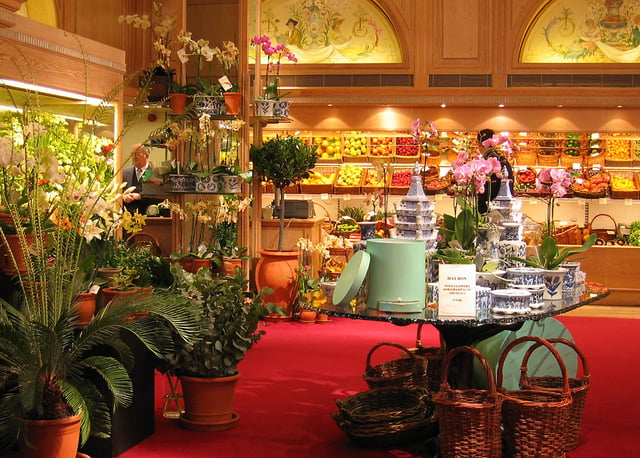 The fruit and flowers section on the ground floor of Fortnum and Mason