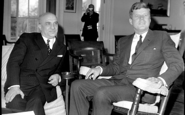 Kennedy with the Italian Prime Minister Amintore Fanfani, at the White House, in 1963