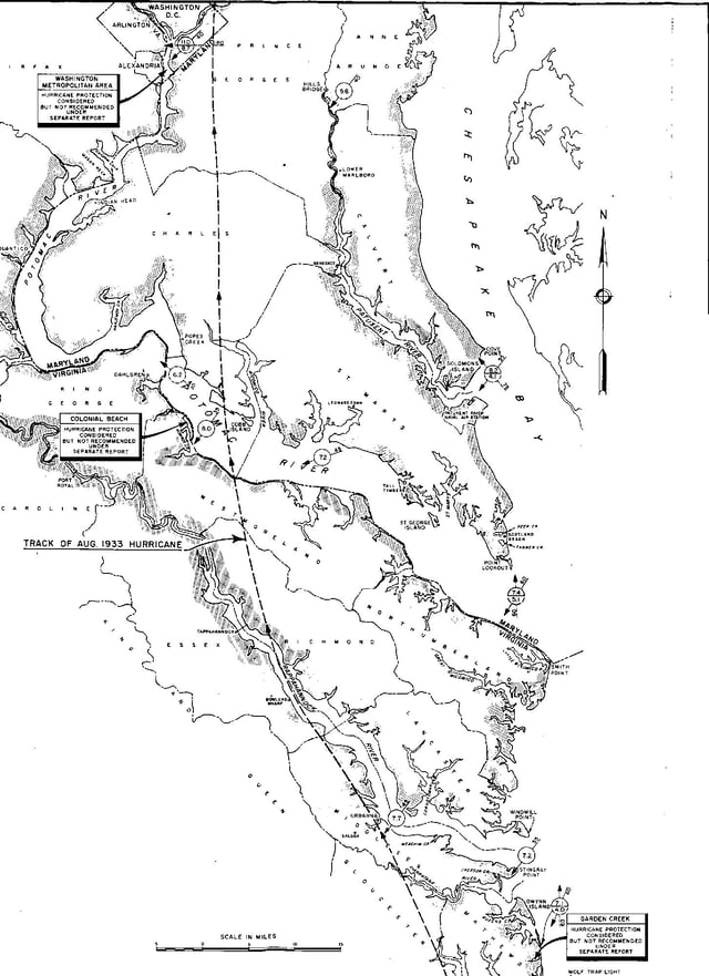 Track of the 1933 Hurricane across Virginia and Maryland