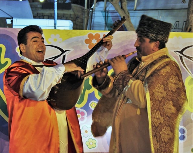 Azerbaijani Saz player during Novruz festivities