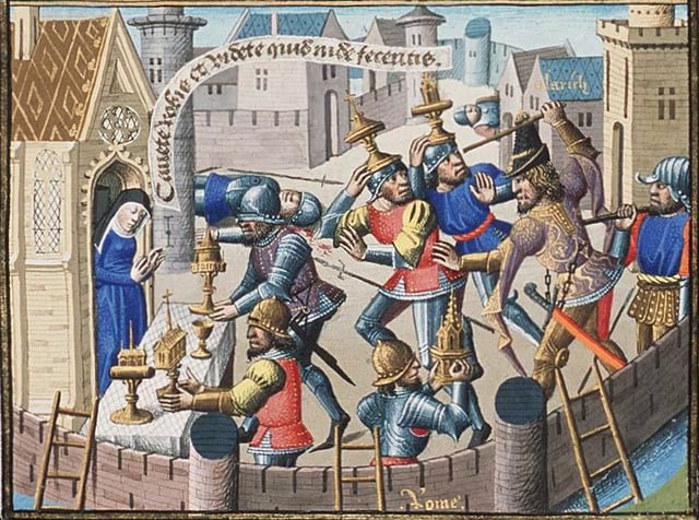 15th-century illustration depicting the Sack of Rome (410) by the Visighotic king Alaric I