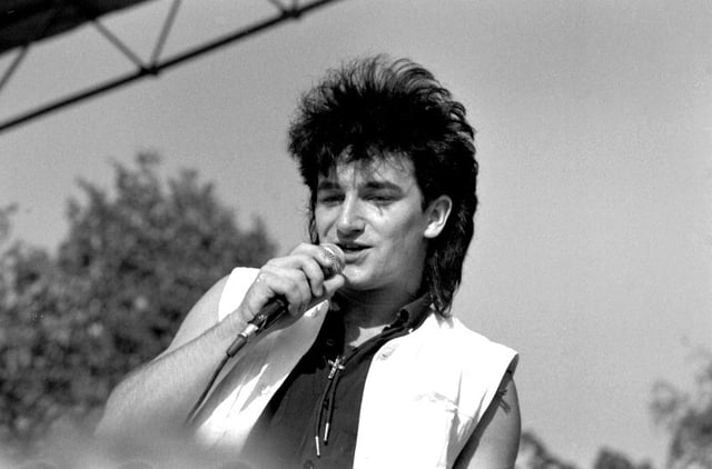Bono in 1983, a year after he married Ali Hewson