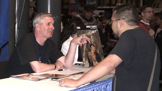 Carey at the DC Comics booth at the New York Comic Con, 10 October 2010.