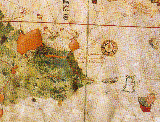 The map of Juan de la Cosa, dated 1500, mentions the travel to northern Brazil by Vicente Yáñez Pinzón.