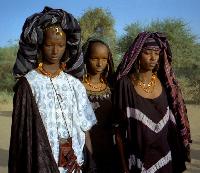 Fulani women with traditional facial tattoos.