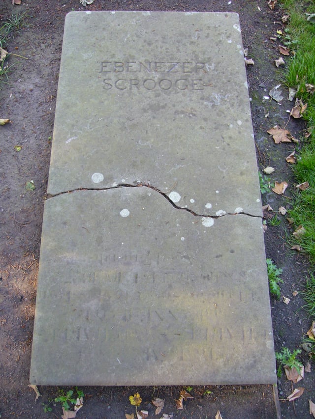 A 1984 film adaptation of A Christmas Carol was filmed in Shrewsbury. Scrooge's fictional grave remains in the churchyard of St. Chad's Church.