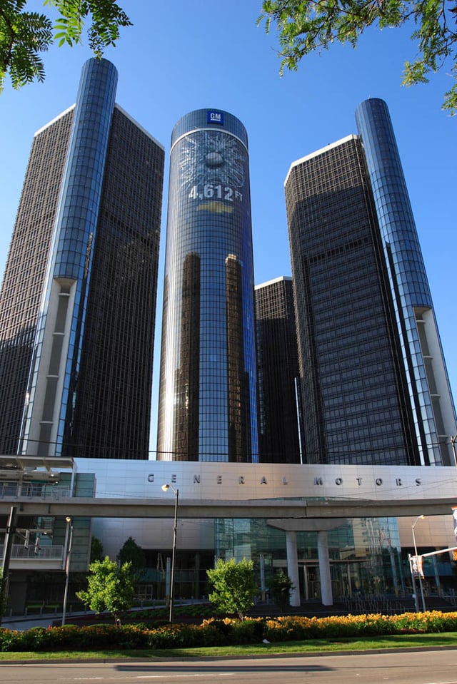 The Renaissance Center, headquarters of General Motors