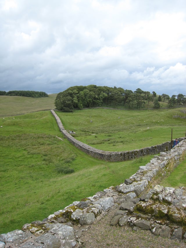 Hadrian's Wall viewed looking east from Vercovicium (Housesteads)