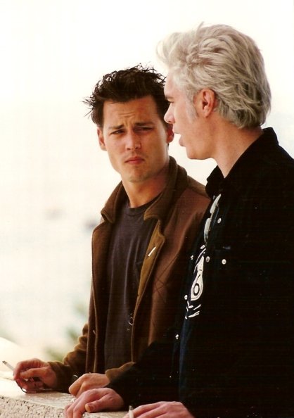 Depp with director-screenwriter Jim Jarmusch at the Cannes Film Festival in 1995