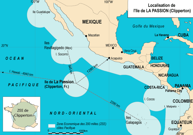 The extent of Costa Rica's western EEZ in the Pacific