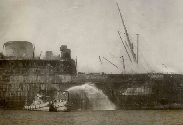 MV Georgic burnt out.
