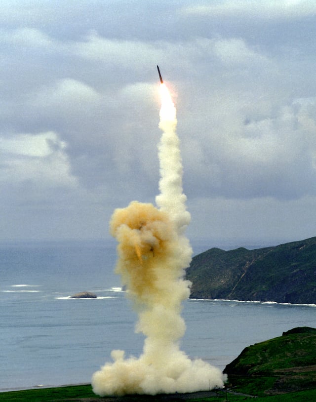 Test launch of a LGM-30 Minuteman Intercontinental Ballistic Missile from Vandenberg AFB