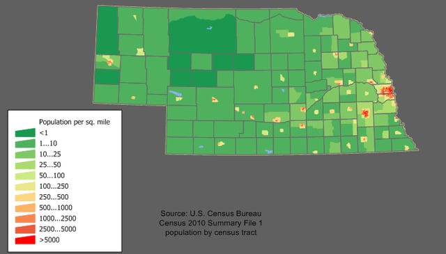 Population density in Nebraska