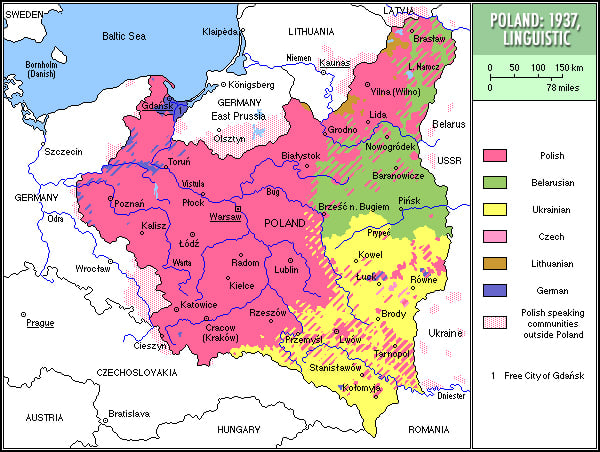 Map of the Second Polish Republic, 1937