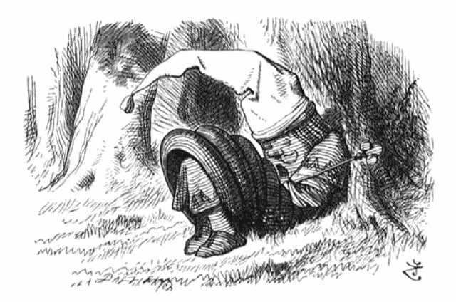Through the Looking-Glass: the Red King is snoring. Illustration by Sir John Tenniel.