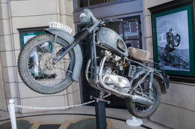 The motorcycle used by Ekins for stunts in the film.