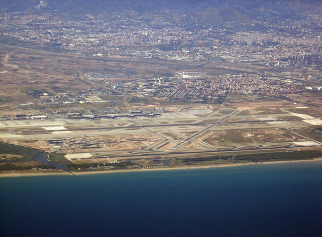 The Barcelona–El Prat Airport as seen from the air