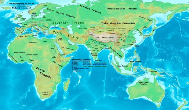 Eastern Hemisphere in 500 BCE