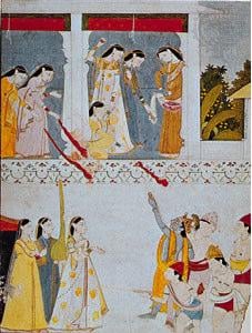 "Celebration of Spring by Krishna and Radha", 18th-century miniature; in the Guimet Museum, Paris