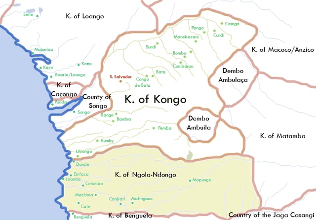 Territory comprising Kingdom of Ndongo, present-day Angola
