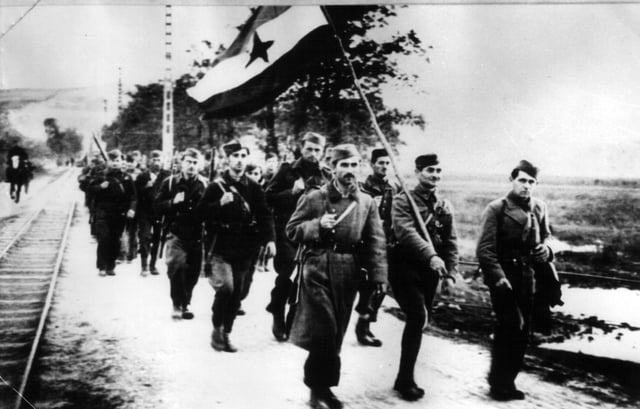 7th Vojvodina Brigade entering liberated Novi Sad, 1944